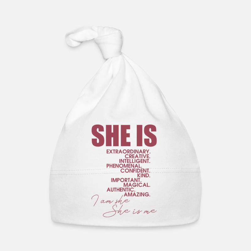 She Is Me Empowered Woman Typography Organic Baby Cap