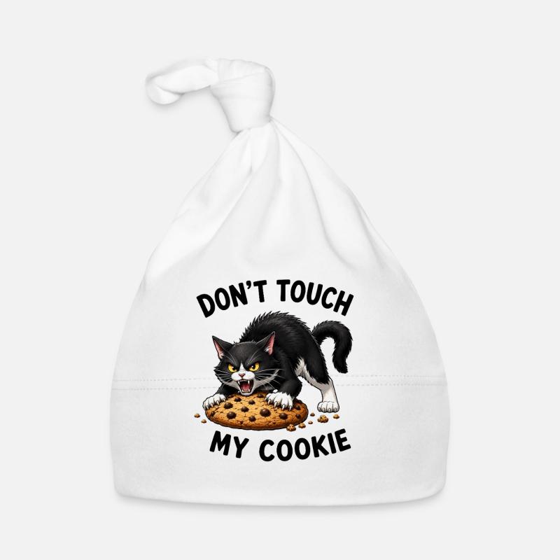 Chat mignon Biscuit dessiné animé Biscuit drôle de phrase Bonnet bio Bébé
