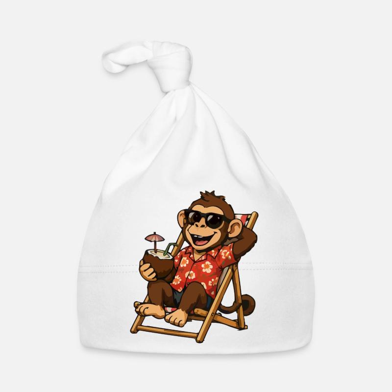 Singe sur la plage en hawaïen look Bonnet bio Bébé