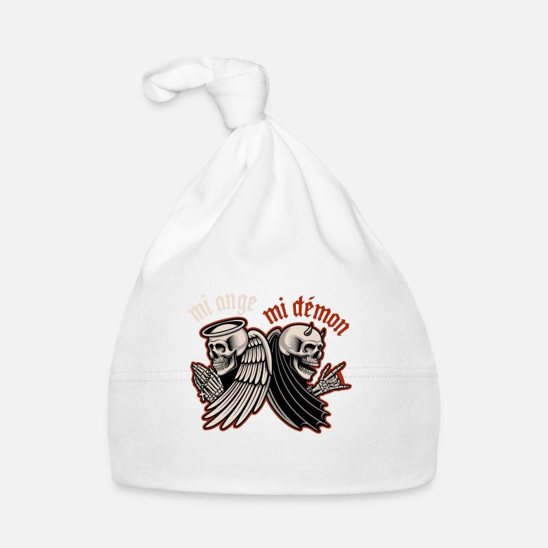 mi ange mi démon squelette - Bonnet bio Bébé - blanc