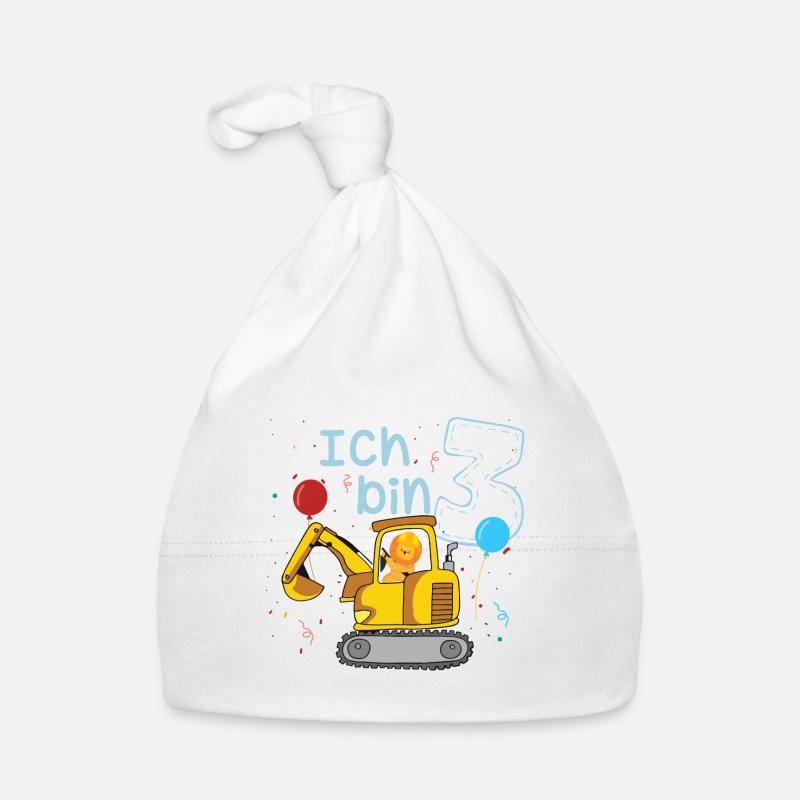 Kinder Geburtstag Geschenk Ich bin 3 - Bagger Baby Bio-Mütze