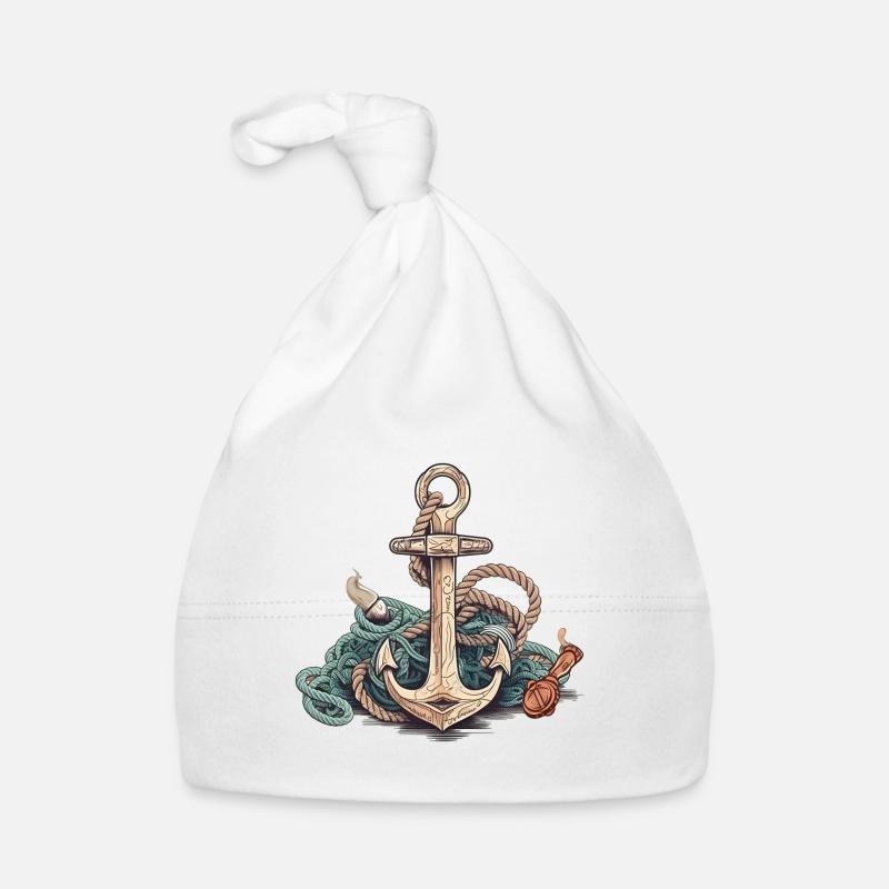Awesome Anchor Comic Style Maritime Adventure Organic Baby Cap