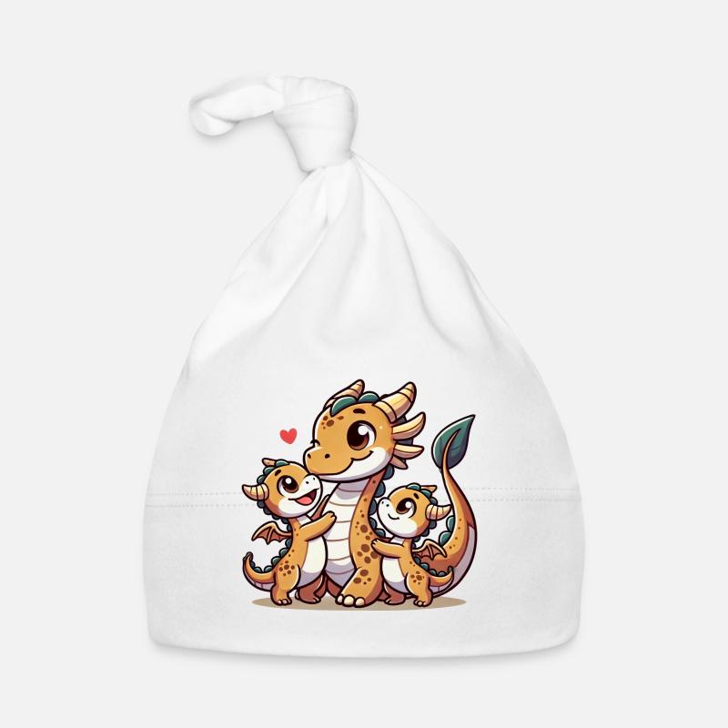 Parent dragon aimant avec deux enfants mignons Bonnet bio Bébé