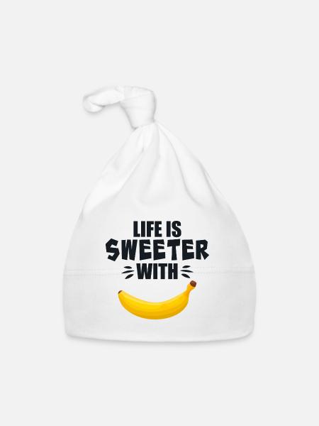 Life Is Sweeter With Banana - Organic Baby Cap - white - Front