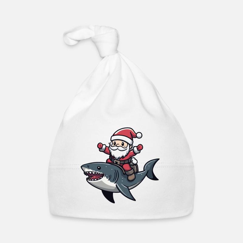 Requin Père Noël dessin animé Bonnet bio Bébé