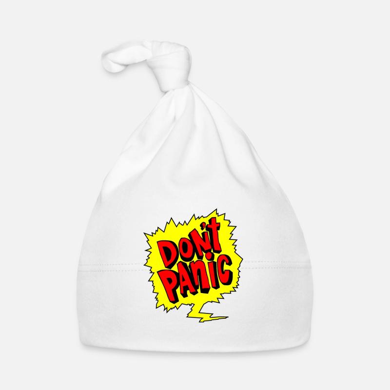 Don't Panic, Keine Panik, Dont Panic - Baby Bio-Mütze - Weiß