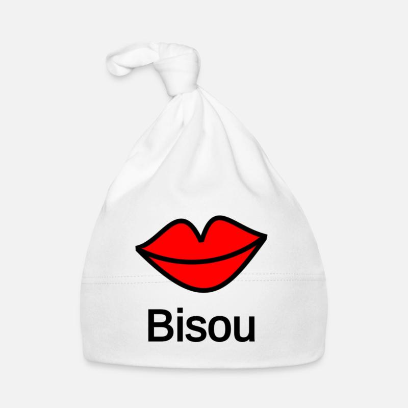 Kiss. bisou. bisous. bouche - Bonnet bio Bébé - blanc