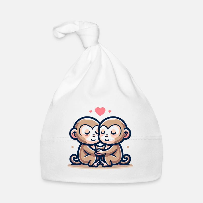 Deux singes amoureux Bonnet bio Bébé