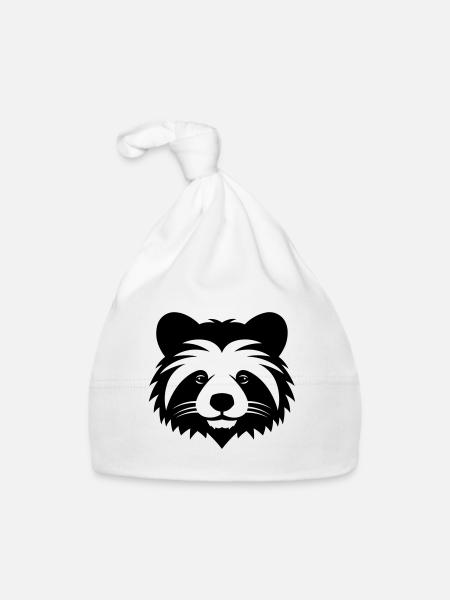 panda roux - Bonnet bio Bébé - blanc - Devant