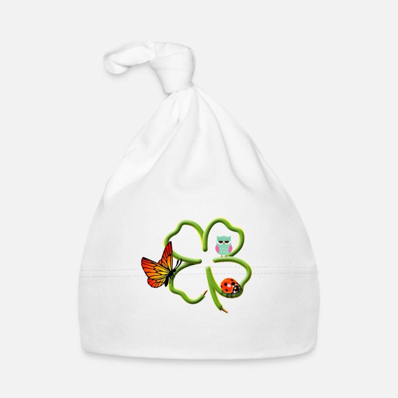 Four-leaf clover - Organic Baby Cap - white