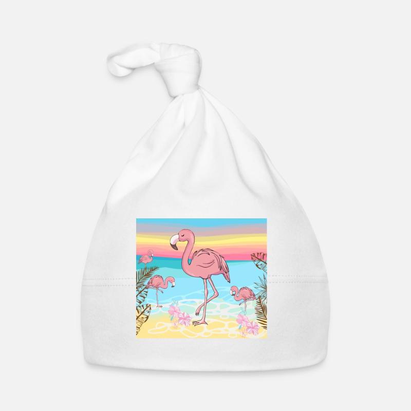 Flamingo - Organic Baby Cap - white