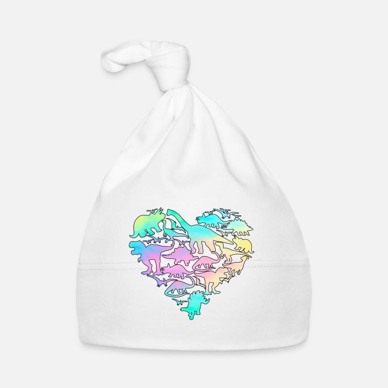 Coeur de dinosaur - Bonnet bio Bébé - blanc