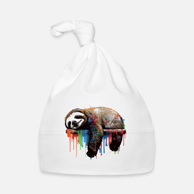 Paresseux graffiti - Bonnet bio Bébé - blanc