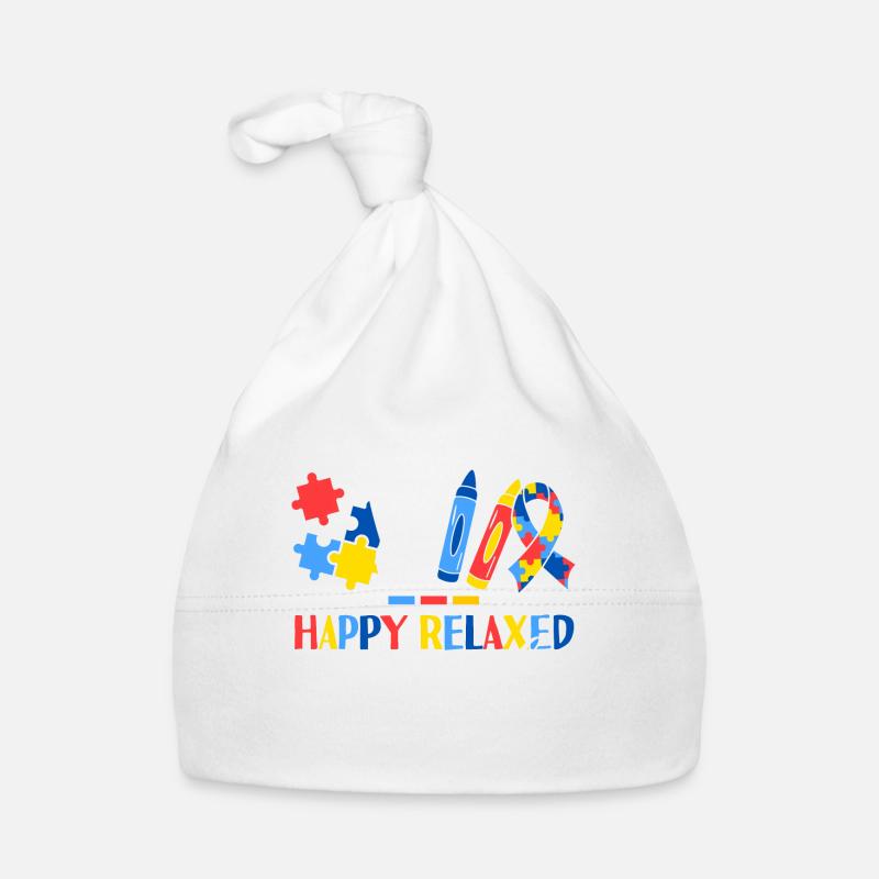 Heureux, Détendu, Engagé, Thérapeute ABA, Comportemental - Bonnet bio Bébé - blanc