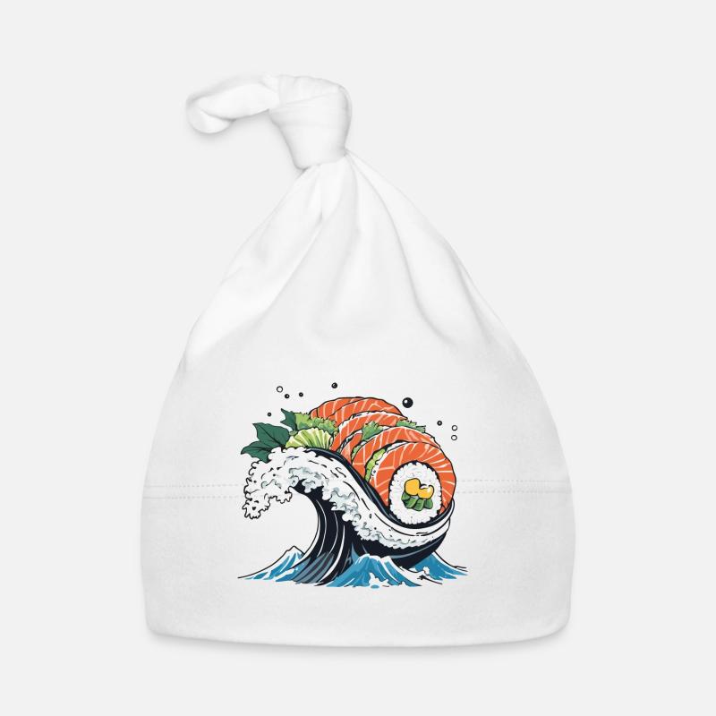 Ukiyo-E Sushi Wave Aesthetic Design Organic Baby Cap