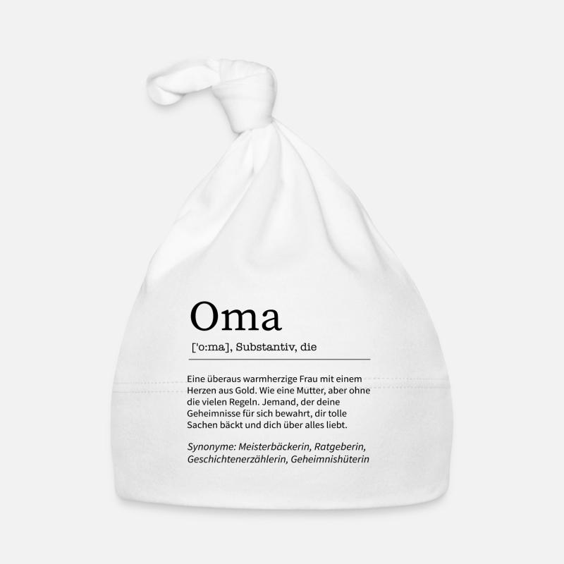 Oma Spruch Definition Großmutter Geschenkidee - Baby Bio-Mütze - Weiß
