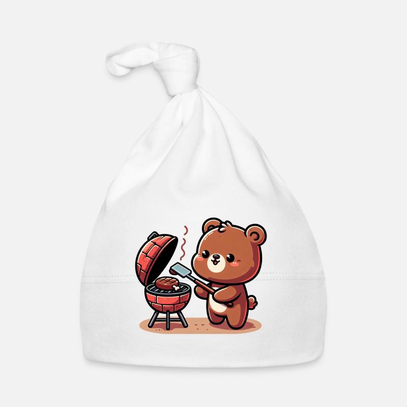 Cute BBQ Bear Organic Baby Cap
