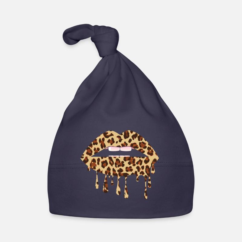 Leo Mouth Lips in Leo Look Leopard Pattern Organic Baby Cap