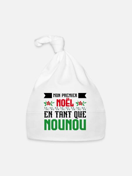 Mon Premier Noel tant que nounou - Bonnet bio Bébé - blanc - Devant