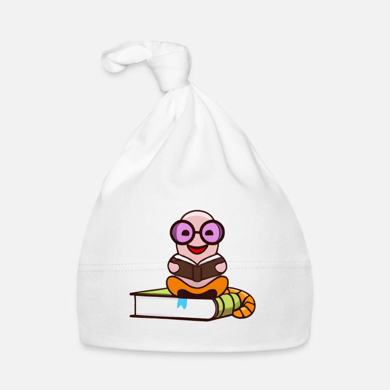 Nerd Bücherwurm liest Bücher Baby Bio-Mütze