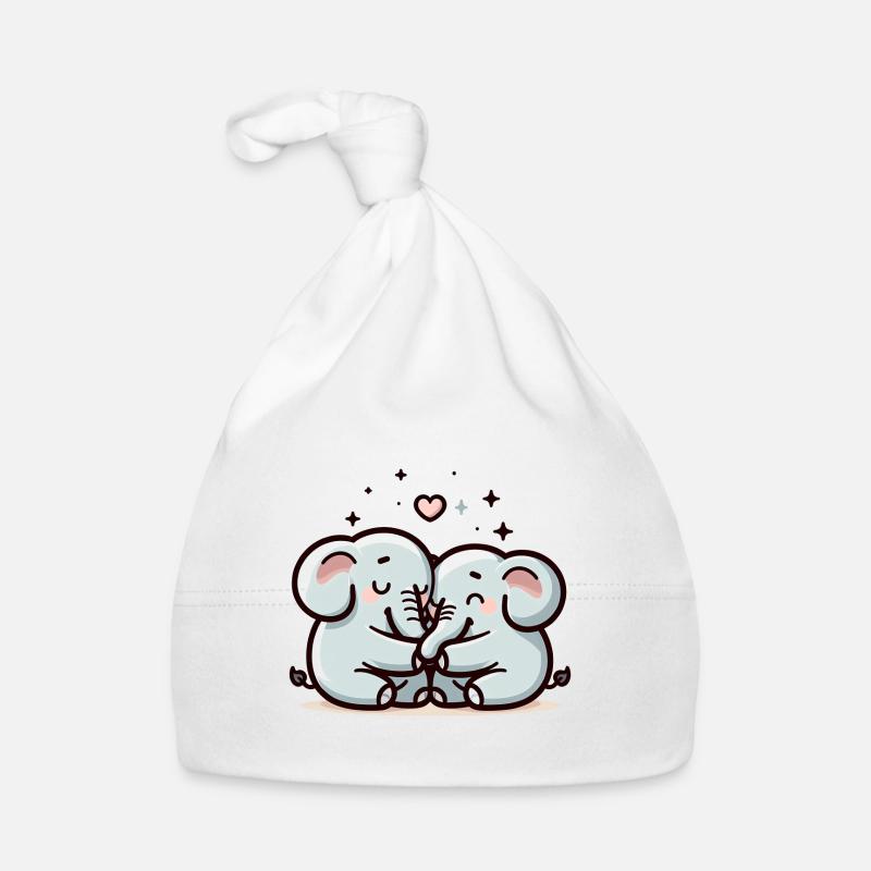Two Elephants In Love Organic Baby Cap
