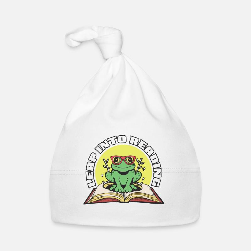 Leap Into Reading Cute Frog Bookworm Love To Read Organic Baby Cap