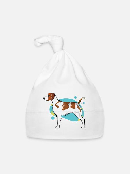 Brittany Dog - Organic Baby Cap - white - Front