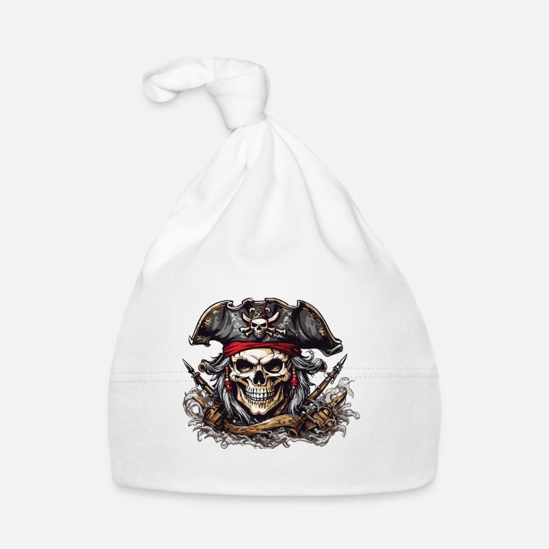 Drapeau pirate Jolly Roger crâne Illustration Bonnet bio Bébé