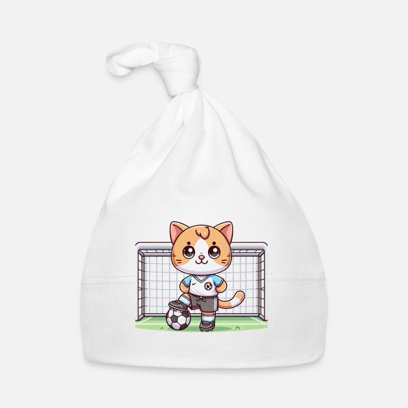 Cute Soccer Player Cat Organic Baby Cap