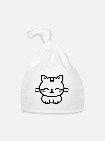 chat - Bonnet bio Bébé - blanc - Devant