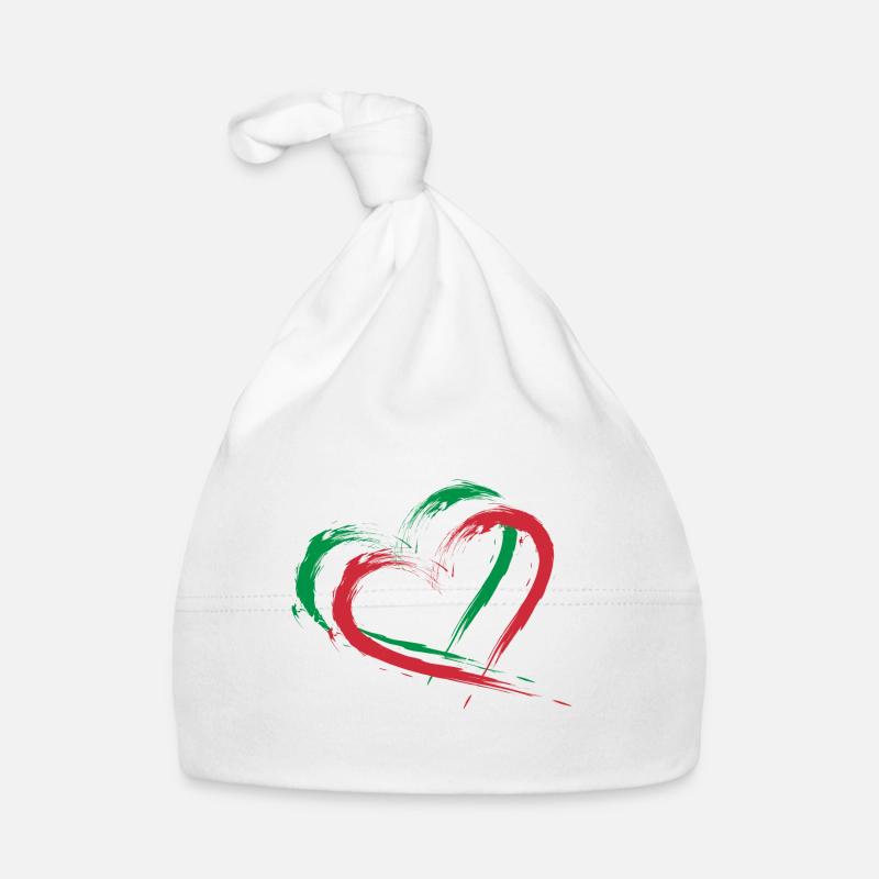Drapeau Buste Coeur Drapeau Italie Couleurs Vacances - Bonnet bio Bébé - blanc