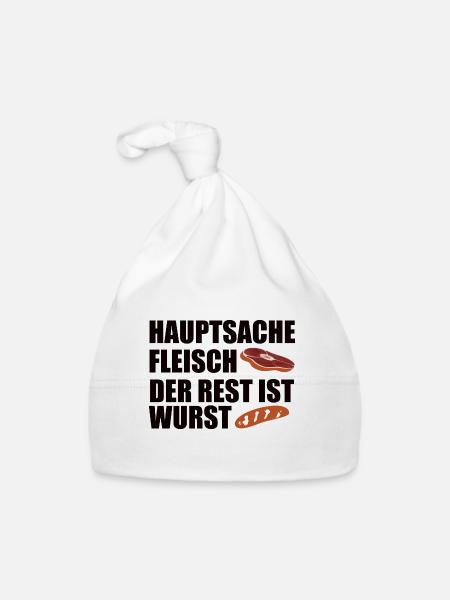 Hauptsache Fleisch der Rest ist Wurst - Baby Bio-Mütze - Weiß - Vorne