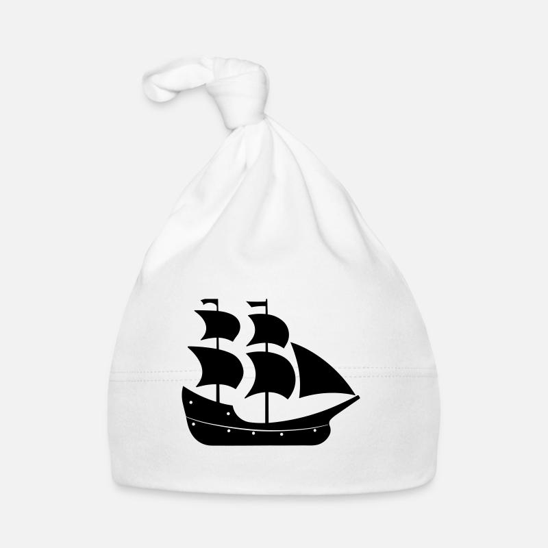 Piratenschiff - Baby Bio-Mütze - Weiß