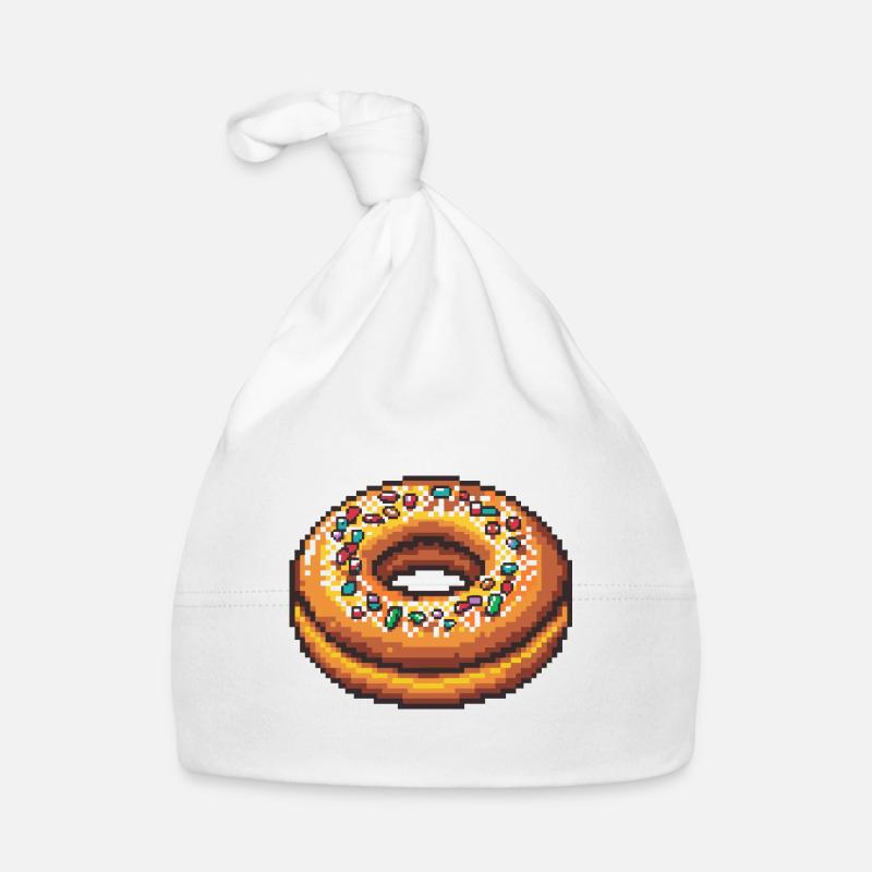 Icône de pixel en forme de beignet Bonnet bio Bébé