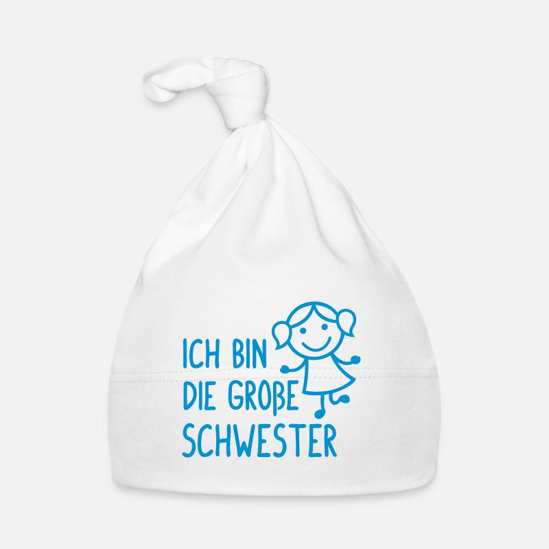 Die große Schwester - Baby Bio-Mütze - Weiß
