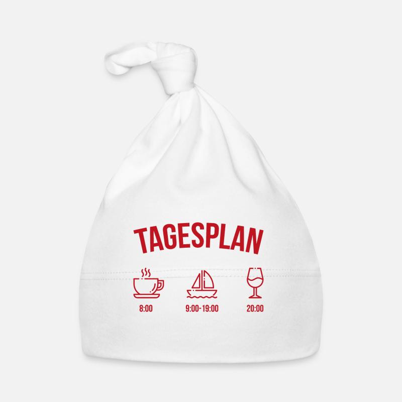 Tagesplan Geschenk Boot Segler Segelboot - Baby Bio-Mütze - Weiß