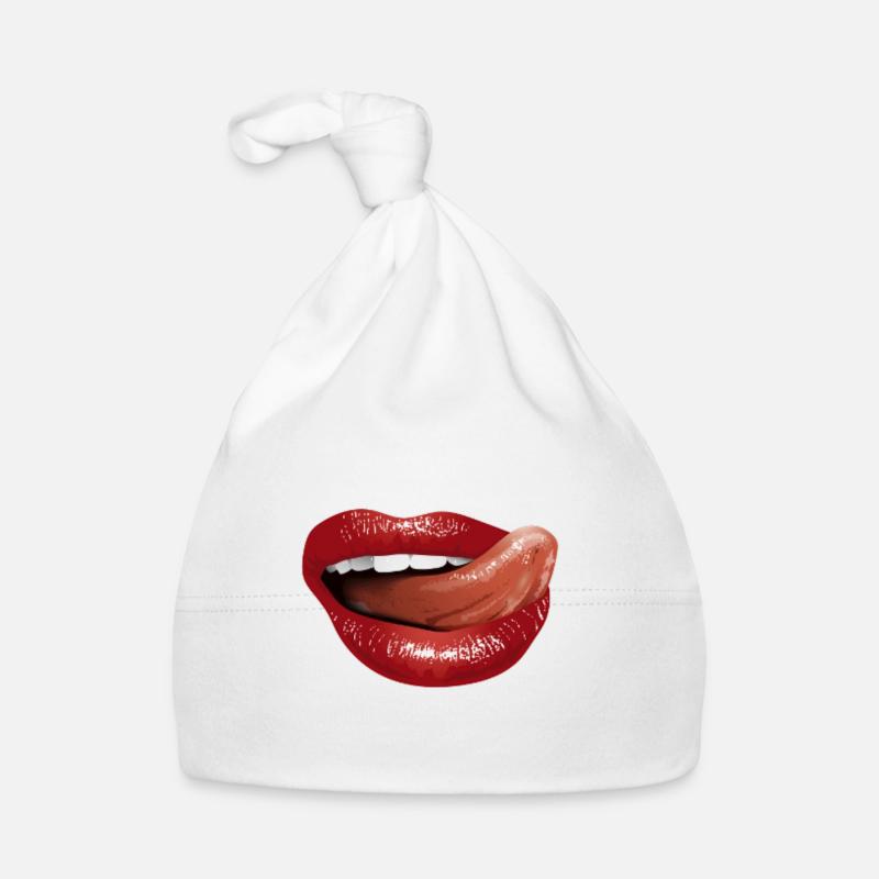 Langue Bouche BOUCHE PROTÈGE-DENTS IDÉE CADEAU - Bonnet bio Bébé - blanc