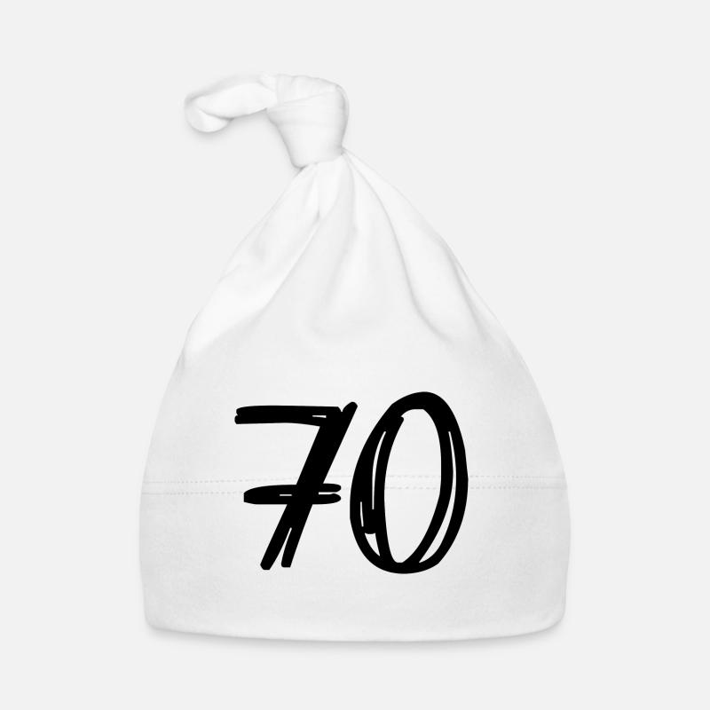 70 ANS. 70e ANNIVERSAIRE. ANNIVERSAIRE 70 ANS. 70 - Bonnet bio Bébé - blanc