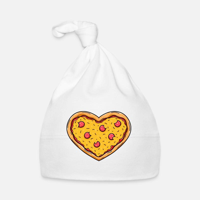 Coeur de pizza - Bonnet bio Bébé - blanc