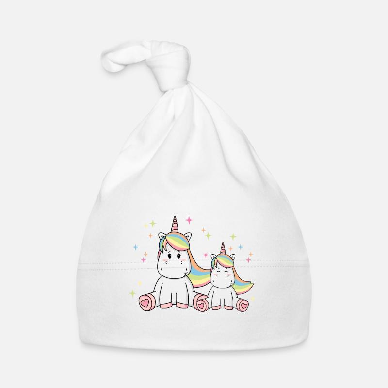 Licorne sœurs licorne mignon enfants étoiles - Bonnet bio Bébé - blanc