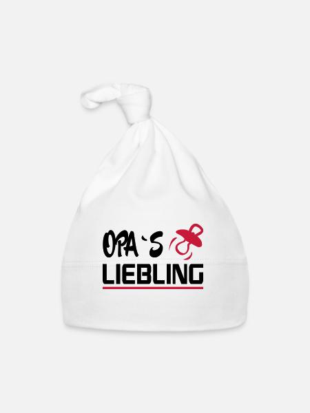 Baby Geburstag Geschenk Spruch Opas Liebling Opi - Baby Bio-Mütze - Weiß - Vorne