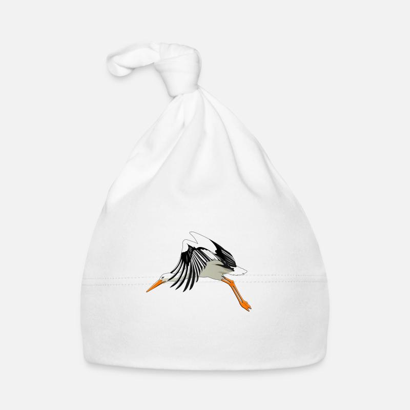 Cigogne - Bonnet bio Bébé - blanc