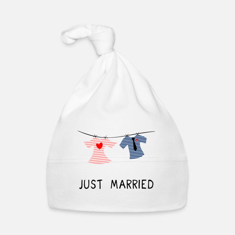 JUST MARRIED. MARRIED. VIVE LES MARIES - Bonnet bio Bébé - blanc