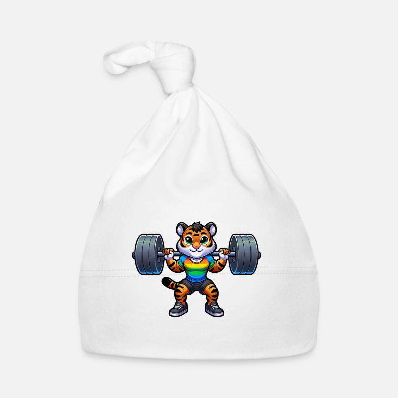 Rainbow Tiger Squatting In The Gym Baby Bio-Mütze