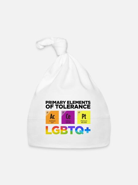 Primary Elements Of Tolerance Lgbtq Bisexual Lesbi - Baby Bio-Mütze - Weiß - Vorne
