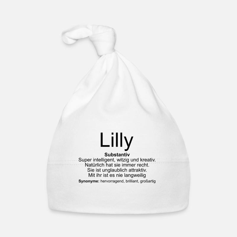 Name Definition Lilly - Baby Bio-Mütze - Weiß