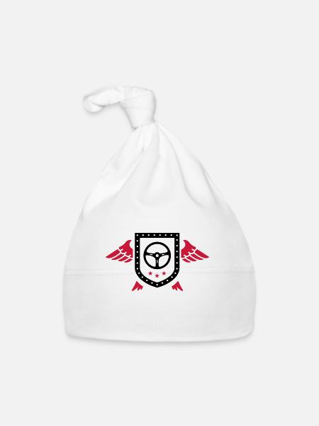 Driver / Car / Truck / Quad - Organic Baby Cap - white - Front