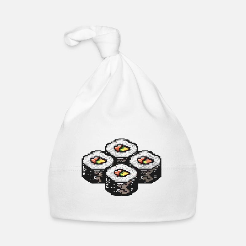 Sushi Pixel Symbol - Baby Bio-Mütze - Weiß