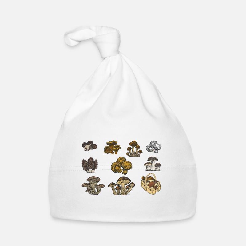 Champignon vintage champignon Cueillette Morille chasseur Bonnet bio Bébé