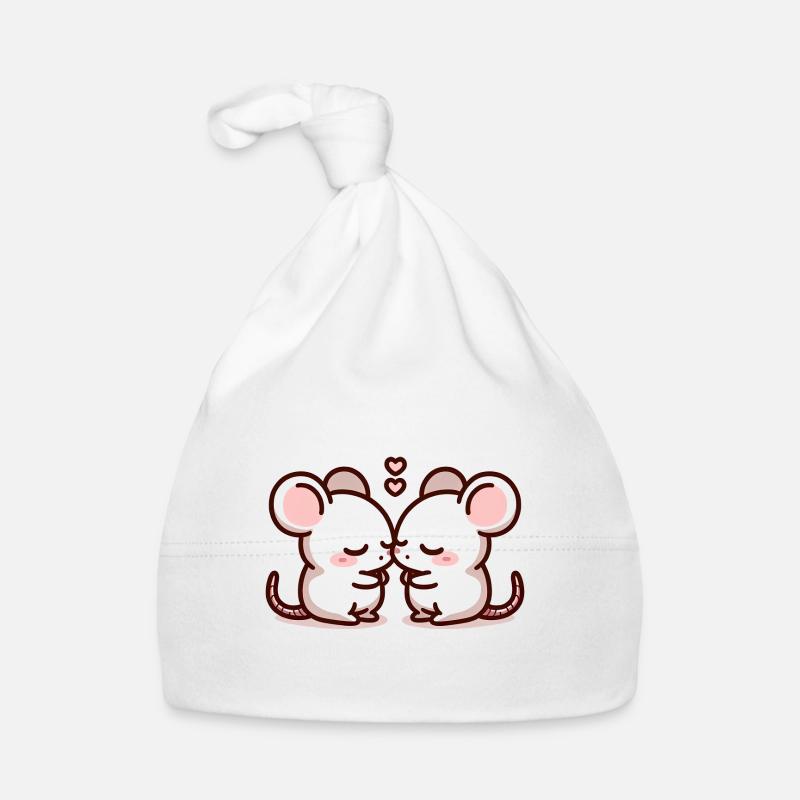 Deux souris amoureuses Bonnet bio Bébé